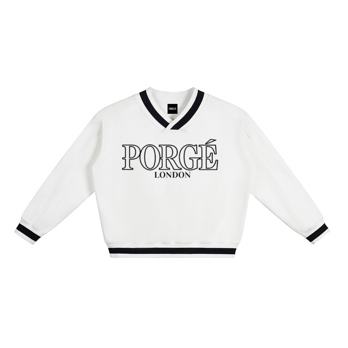 V-Neck Contrast Collar Boxy Sweatshirt