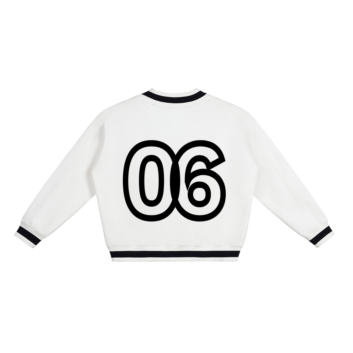 V-Neck Contrast Collar Boxy Sweatshirt