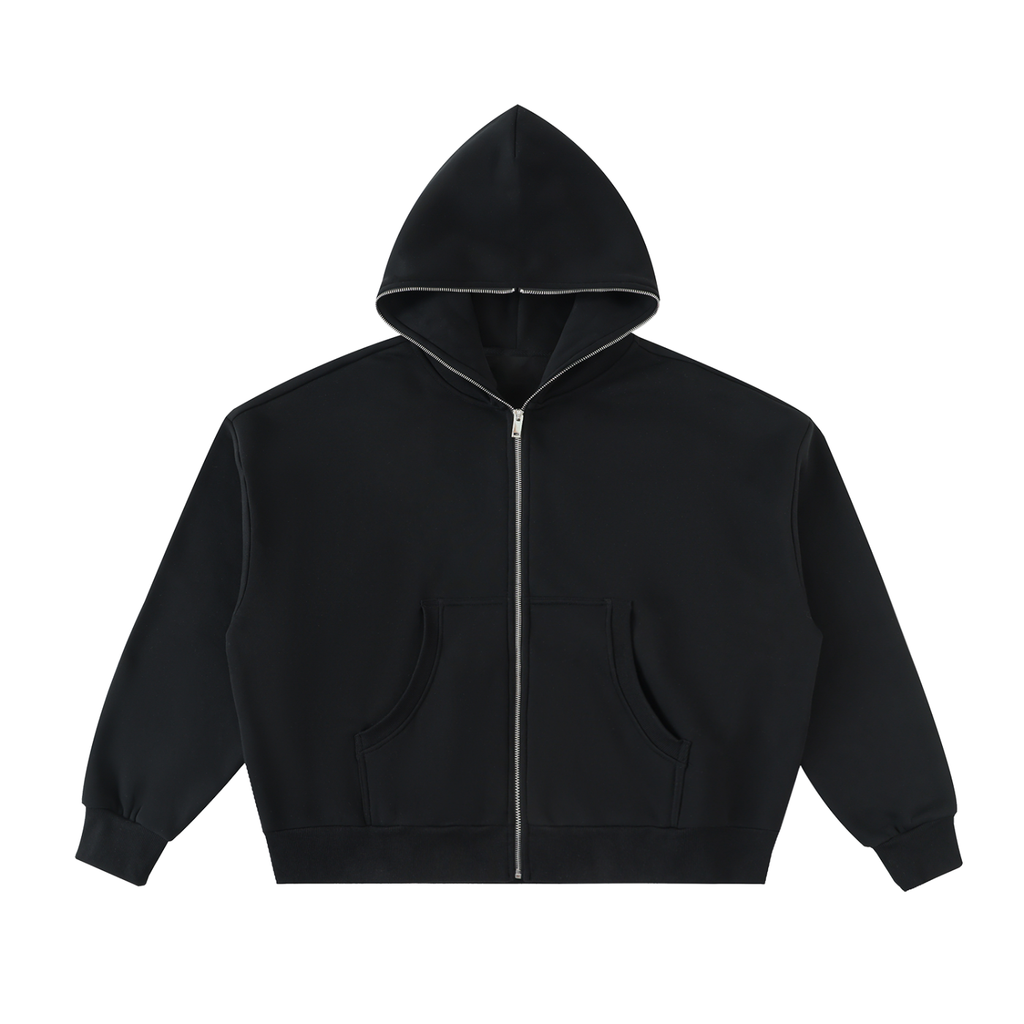 Heavyweight Cropped Full-Zip Streetwear Hoodie