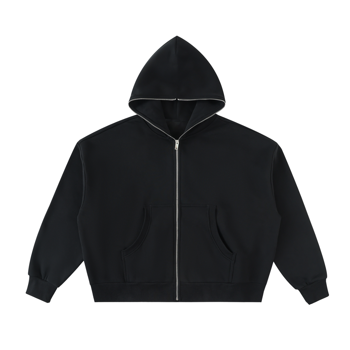 Heavyweight Cropped Full-Zip Streetwear Hoodie