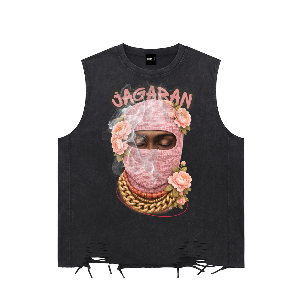 Jagaban Snow Washed Raw-Hem Tank Top