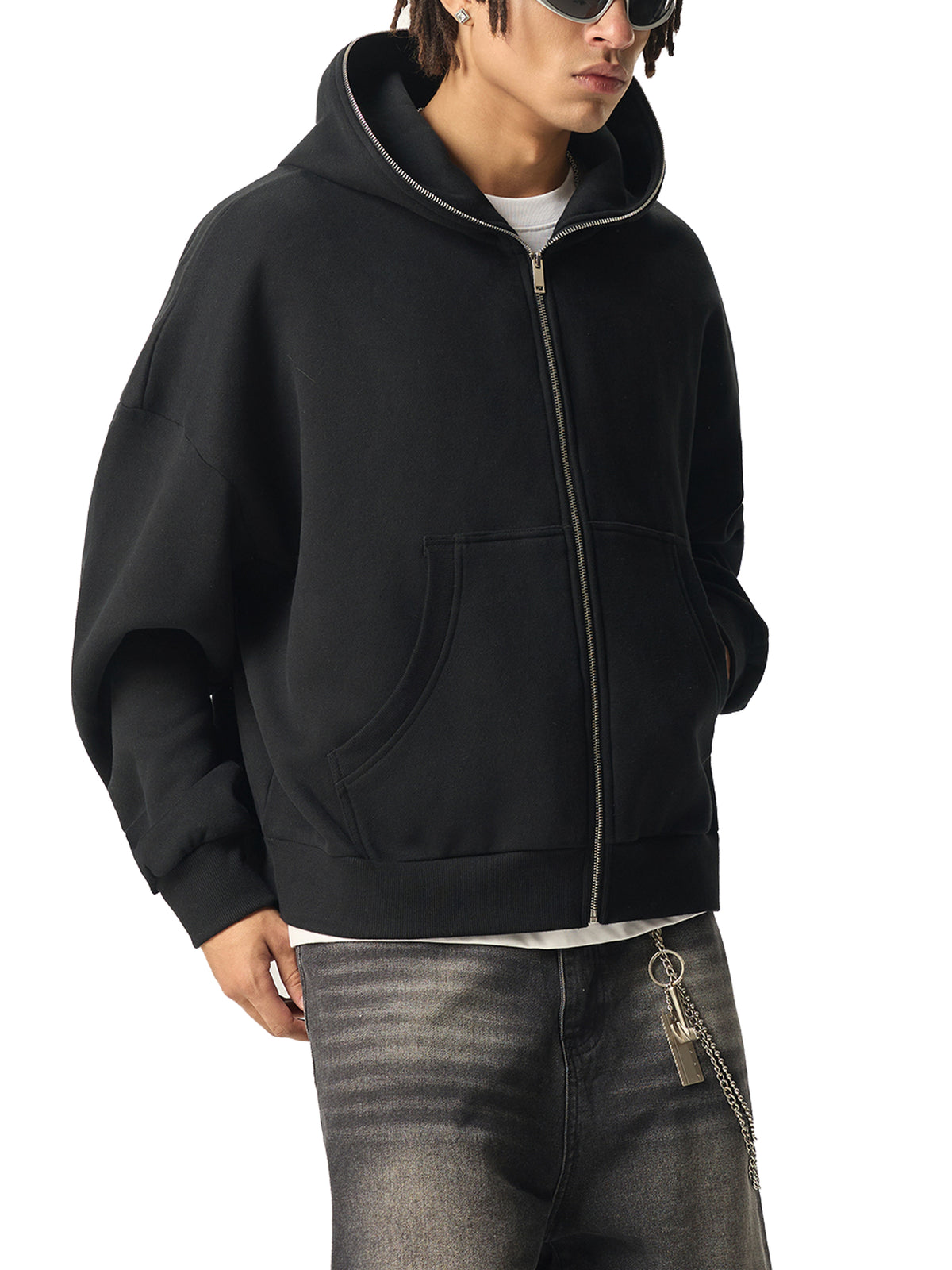 Heavyweight Cropped Full-Zip Streetwear Hoodie