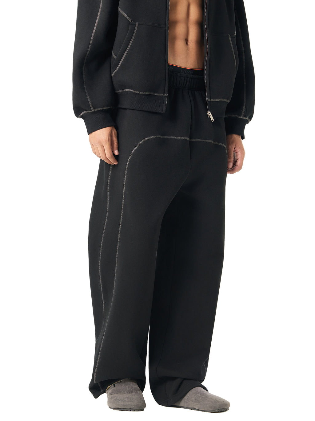 Contrast-Stitched Fleece Sweatpants